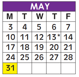 District School Academic Calendar for Dillard High School for May 2021