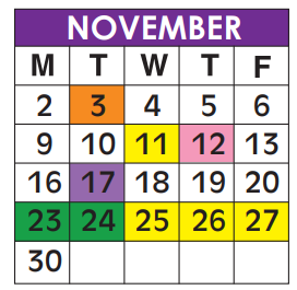 District School Academic Calendar for William T. Mcfatter Technical Center for November 2020