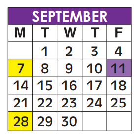 District School Academic Calendar for Dolphin Bay Elementary School for September 2020