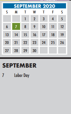 District School Academic Calendar for Chandler El for September 2020