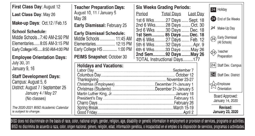 District School Academic Calendar Key for Skinner Elementary