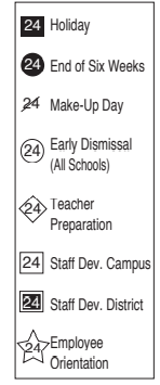 District School Academic Calendar Legend for Aiken Elementary