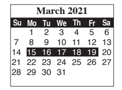 District School Academic Calendar for El Jardin Elementary for March 2021