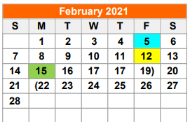 District School Academic Calendar for Alter Ed Ctr for February 2021
