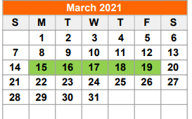 District School Academic Calendar for Wichita Co Jjaep for March 2021