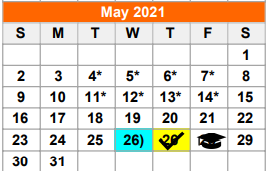 District School Academic Calendar for John G Hardin El for May 2021