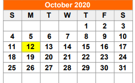 District School Academic Calendar for Wichita Co Jjaep for October 2020