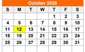 District School Academic Calendar for Alter Ed Ctr for October 2020