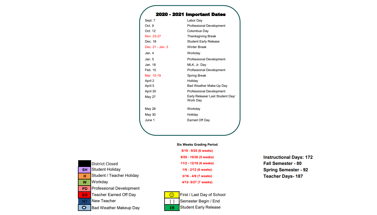 District School Academic Calendar Key for Nick Kerr Middle School