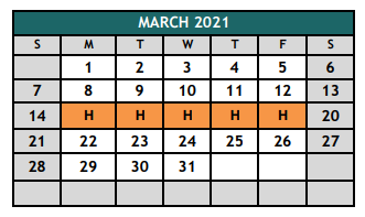 District School Academic Calendar for The Academy At Nola Dunn for March 2021