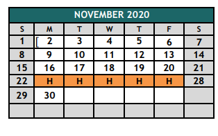 District School Academic Calendar for Bransom Elementary for November 2020