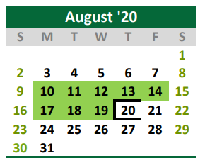 District School Academic Calendar for Burnet Elementary School for August 2020