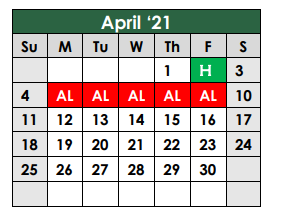 District School Academic Calendar for Caldwell Co Gateway Sch for April 2021