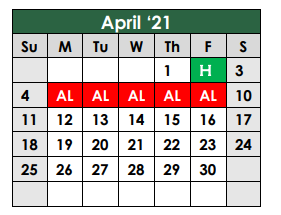 District School Academic Calendar for Caldwell Early Colle for April 2021