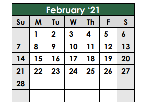 District School Academic Calendar for Caldwell Co Gateway Sch for February 2021