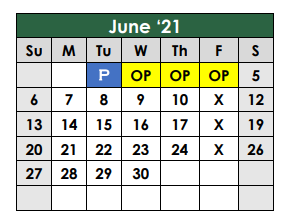 District School Academic Calendar for Whitnel Elementary for June 2021