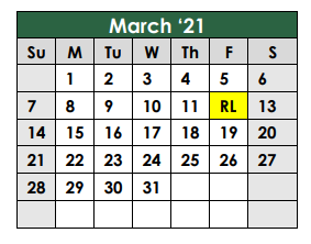 District School Academic Calendar for Collettsville School for March 2021