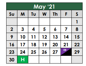 District School Academic Calendar for Gamewell Middle for May 2021