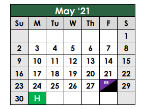 District School Academic Calendar for Caldwell Co Career Ctr for May 2021