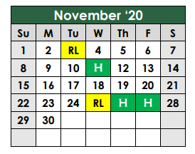 District School Academic Calendar for Hudson Middle for November 2020