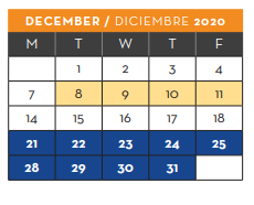 District School Academic Calendar for Jose J Alderete Middle for December 2020