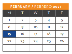 District School Academic Calendar for Jose J Alderete Middle for February 2021