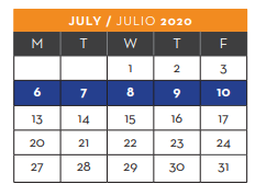 District School Academic Calendar for Jose J Alderete Middle for July 2020
