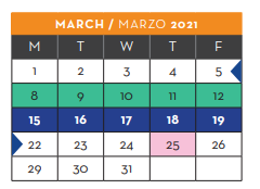 District School Academic Calendar for Jose J Alderete Middle for March 2021