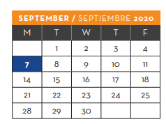 District School Academic Calendar for Jose J Alderete Middle for September 2020