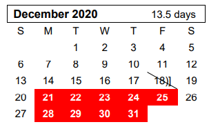 District School Academic Calendar for Crestview Elementary for December 2020