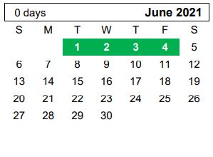 District School Academic Calendar for Greenways Intermediate School for June 2021