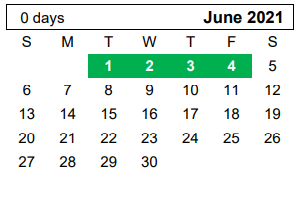 District School Academic Calendar for Lakeview Elementary for June 2021