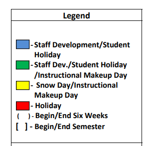 District School Academic Calendar Legend for Sundown Lane Elementary