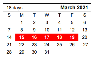 District School Academic Calendar for Canyon Junior High for March 2021