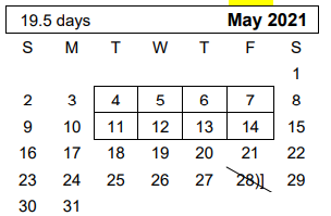 District School Academic Calendar for Youth Ctr Of High Plains for May 2021
