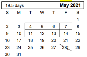 District School Academic Calendar for Lakeview Elementary for May 2021