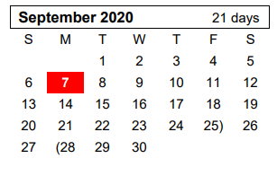 District School Academic Calendar for Canyon Junior High for September 2020