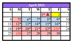 District School Academic Calendar for Carrizo Springs Junior High for April 2021