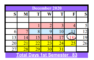 District School Academic Calendar for Carrizo Springs High School for December 2020