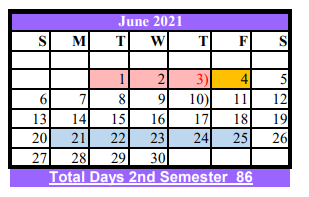 District School Academic Calendar for Carrizo Springs Intermediate for June 2021