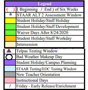 District School Academic Calendar Legend for Carrizo Springs Elementary