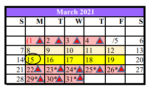 District School Academic Calendar for Carrizo Springs Intermediate for March 2021
