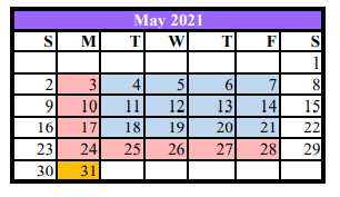 District School Academic Calendar for Big Wells Elementary for May 2021