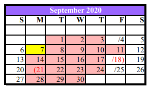 District School Academic Calendar for Asherton Elementary for September 2020