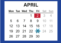 District School Academic Calendar for Mccoy Elementary for April 2021