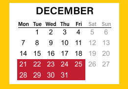 District School Academic Calendar for Blalack Middle School for December 2020