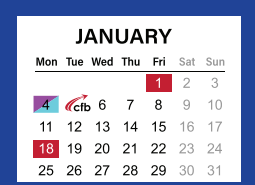 District School Academic Calendar for Kelly Pre-kindergarten Center for January 2021