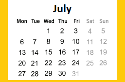 District School Academic Calendar for Smith High School for July 2020