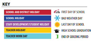 District School Academic Calendar Legend for Davis Elementary