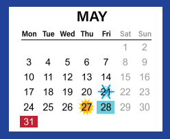 District School Academic Calendar for Sheffield Intermediate for May 2021